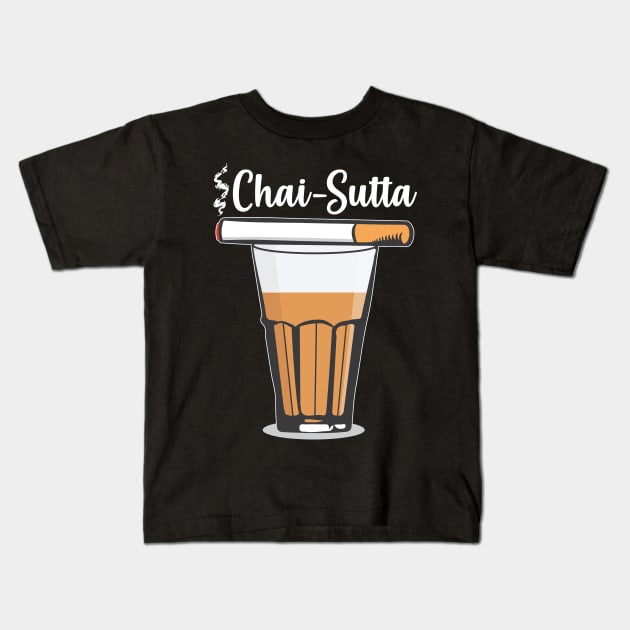 Chai Sutta Chai Tea Glass Hindi Quote Slogan Kids T-Shirt by alltheprints